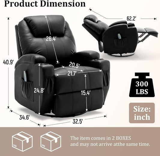 Fauteuil Relax Pivotant avec Massage et Chaleur – Pour Salon