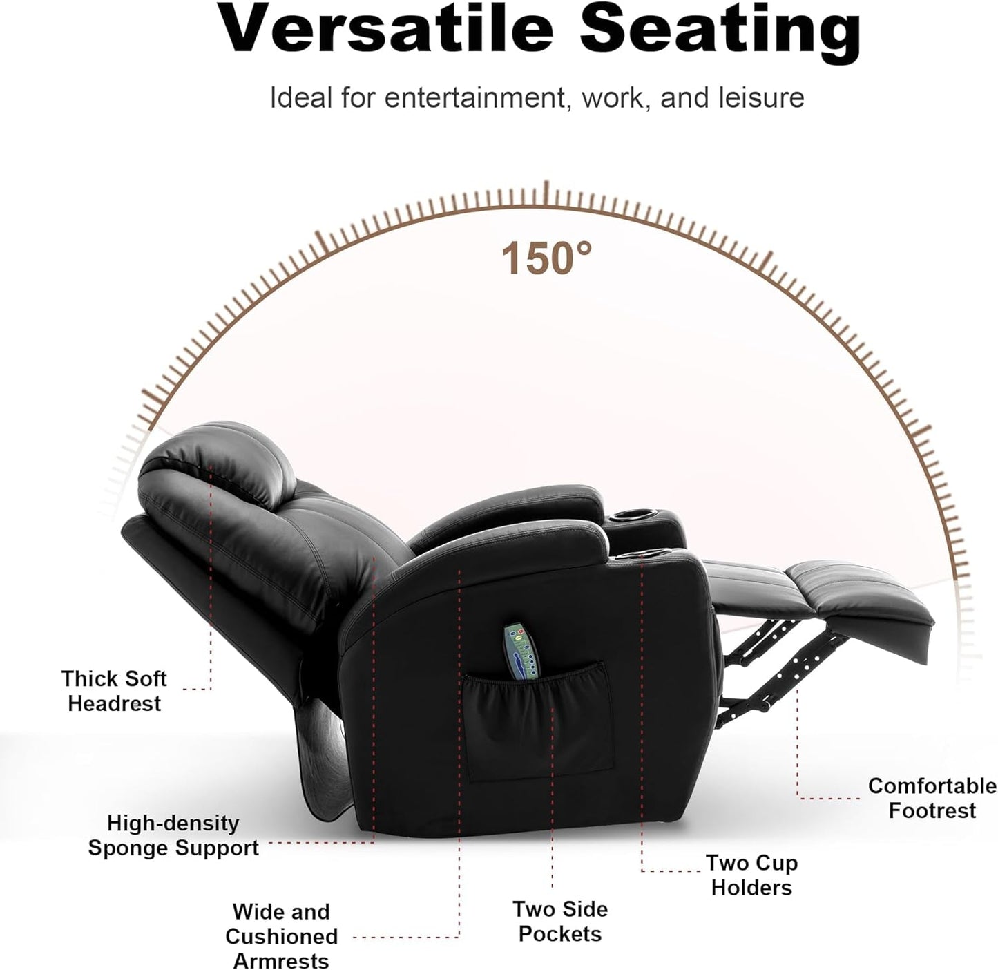 Fauteuil Relax Pivotant avec Massage et Chaleur – Pour Salon