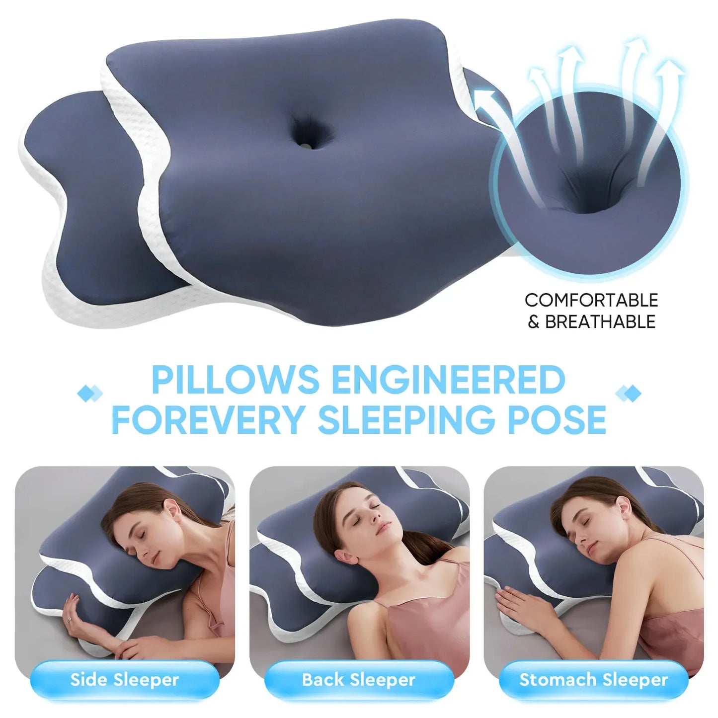 Oreiller Mémoire de Forme Cervical – Soulagement des Douleurs Cervicales