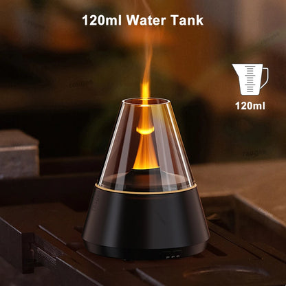 Humidificateur Flamme & Diffuseur d’Huiles Essentielles – Veilleuse LED