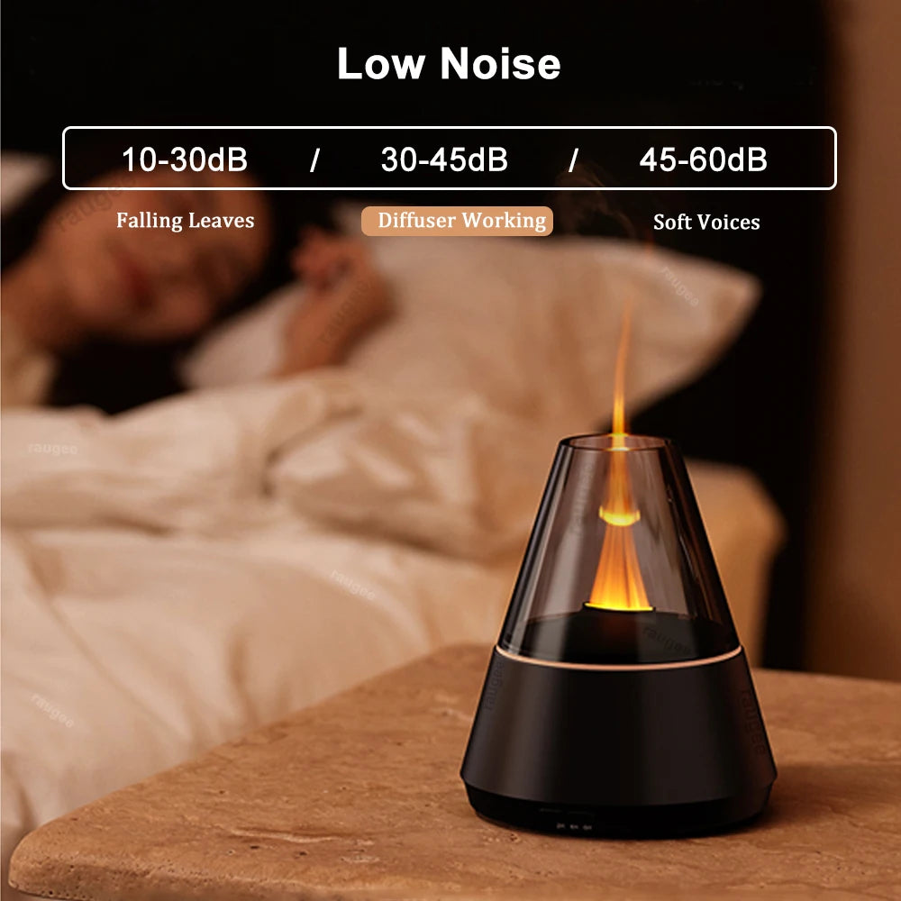 Humidificateur Flamme & Diffuseur d’Huiles Essentielles – Veilleuse LED