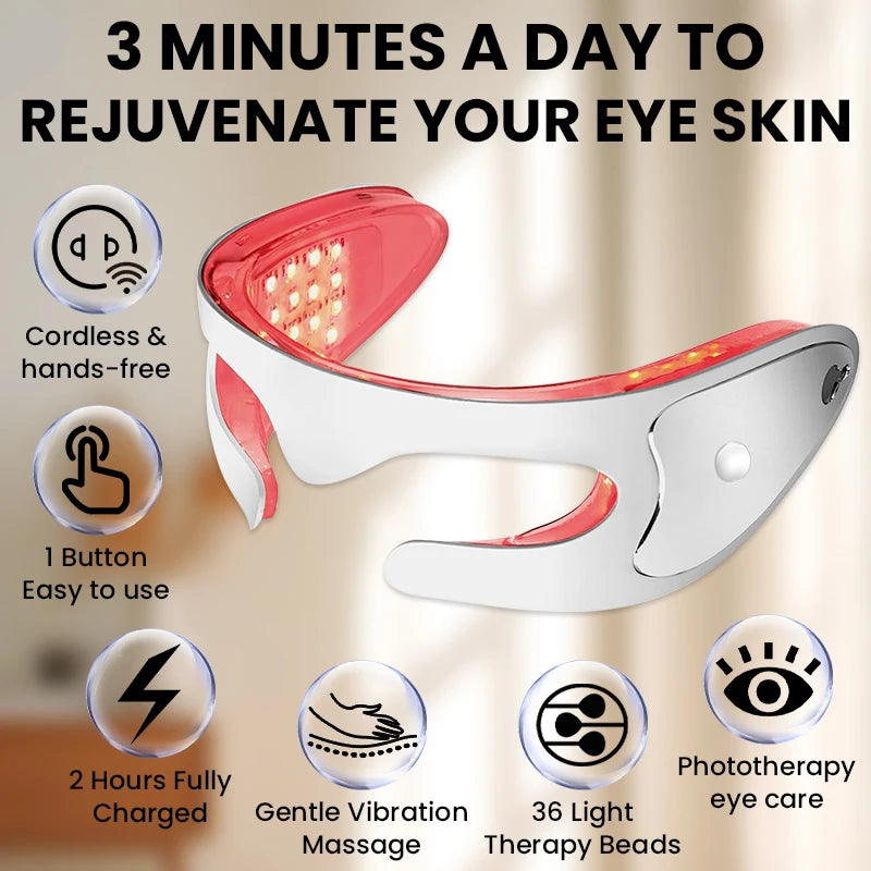 Masseur Oculaire LED – Vibrations & Luminothérapie Anti-Âge