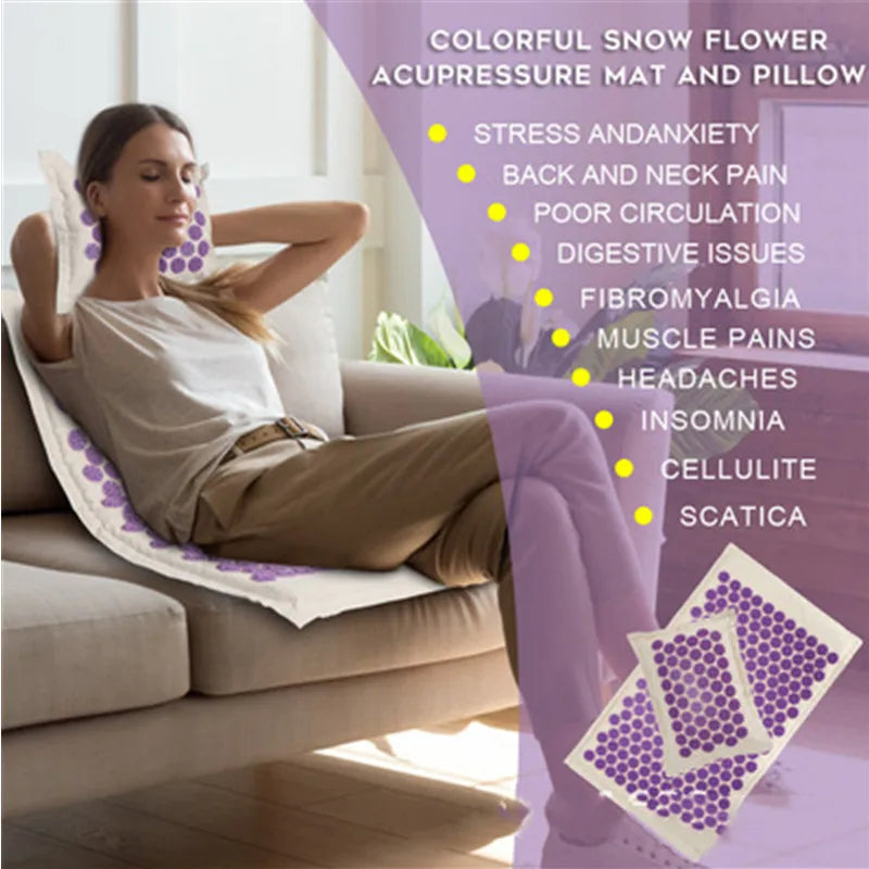 Set Tapis & Oreiller d’Acupression en Lin Naturel – Relaxation Profonde