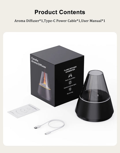 Humidificateur Flamme & Diffuseur d’Huiles Essentielles – Veilleuse LED