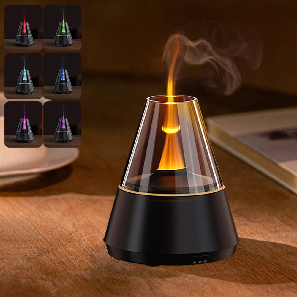 Humidificateur Flamme & Diffuseur d’Huiles Essentielles – Veilleuse LED