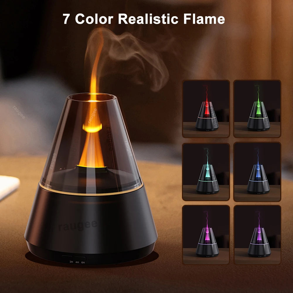 Humidificateur Flamme & Diffuseur d’Huiles Essentielles – Veilleuse LED