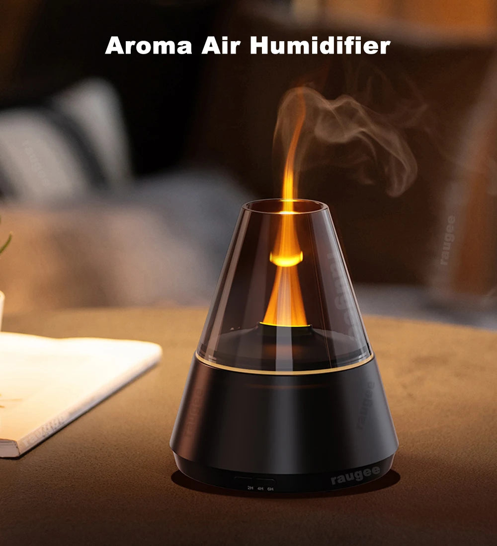 Humidificateur Flamme & Diffuseur d’Huiles Essentielles – Veilleuse LED