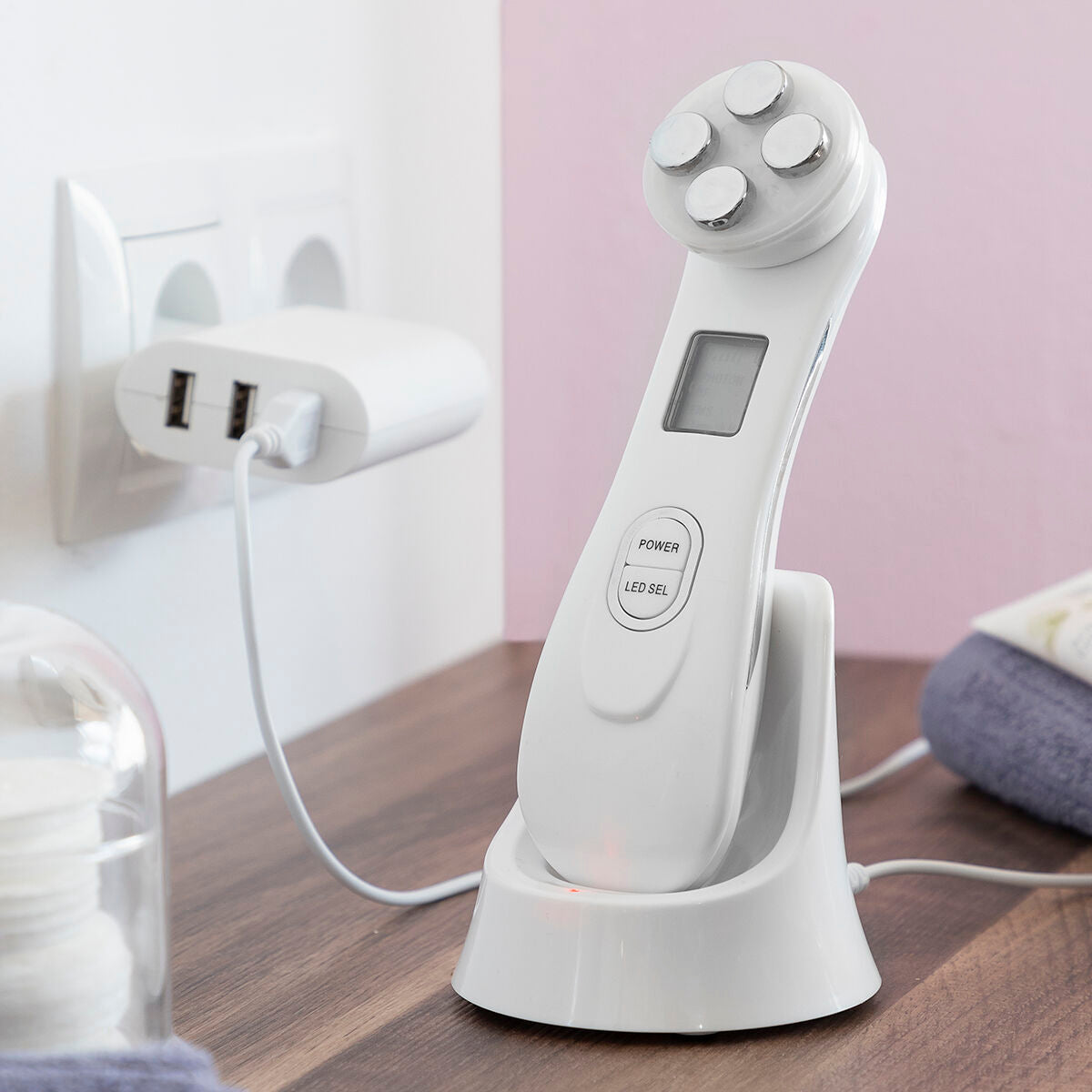 Masseur facial 3-en-1 Wace – Radiofréquence, Photothérapie & EMS