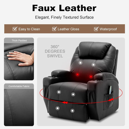 Fauteuil Relax Pivotant avec Massage et Chaleur – Pour Salon